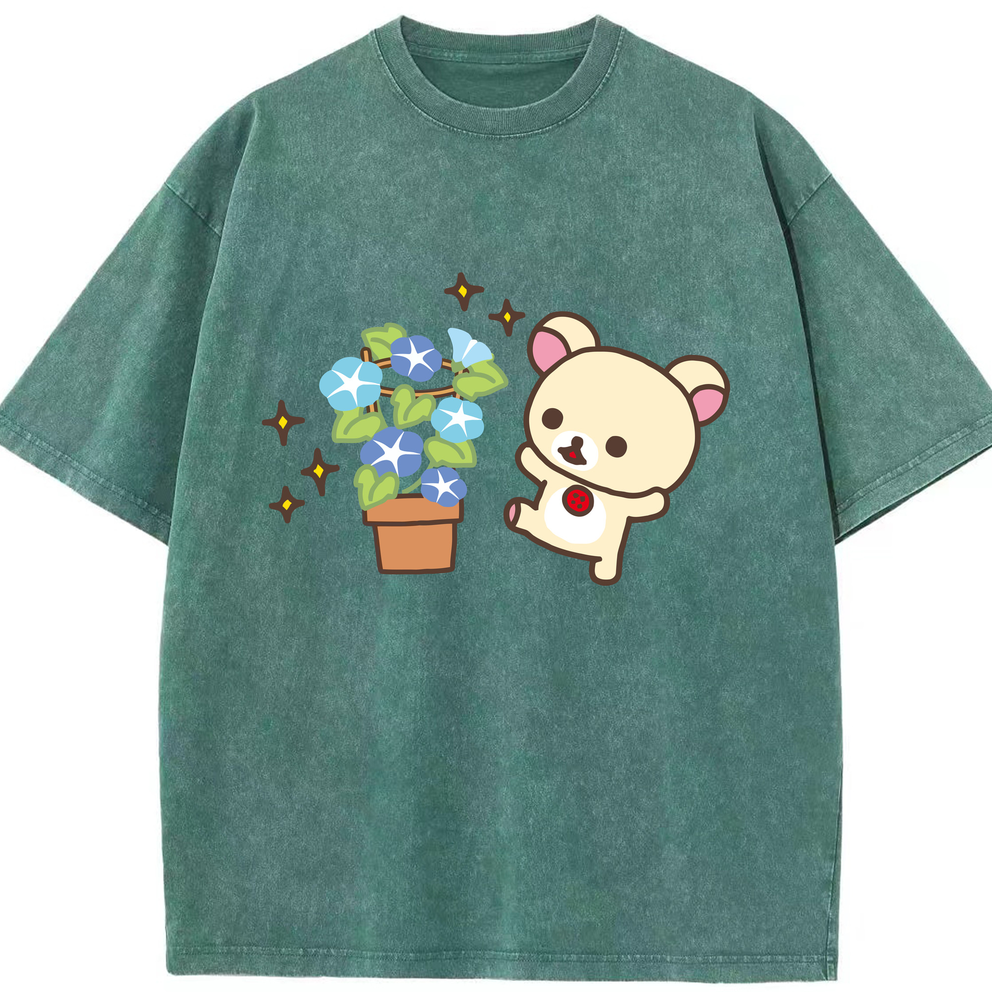 （画像用） リラックマ リラックマ キイロイトリ Rilakkuma Korilakkuma Kiiroitori 綿100% ヴィンテージ風 半袖Tシャツ（フロントプリント）